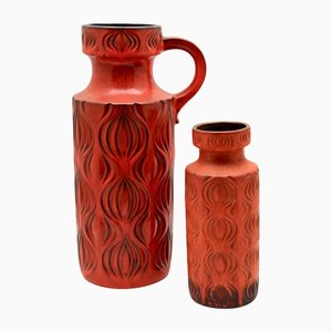 Tango-Tangerine Vases with Amsterdam Decor from Scheurich, 1968, Set of 2