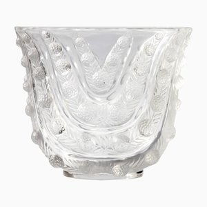 Art Deco Clear and Frosted Vichy Vase with Graduating Wavy Leaf Design from R. Lalique