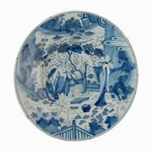 Delft Blue and White Chinoiserie Dishes, 1600s, Set of 2
