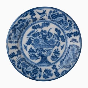 Large Blue and White Dish with Flower Delft Vase, 1600s