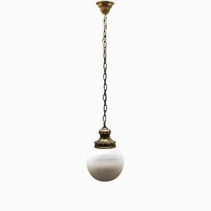 Opaline Shade Pendant Lamp, Netherlands, 1930s