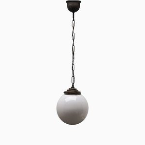 Lampe à Suspension avec Abat-Jour en Opaline, Pays-Bas, 1930s