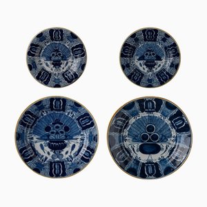 Hand-Painted Delft Plates and Dishes, Set of 4