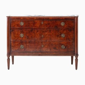 19th Century Yew Secretaire Commode with Marble Top