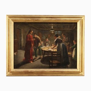 The Blessing Before Dinner, 19th-Century, Oil on Canvas, Framed