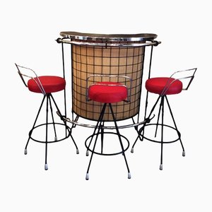 Habana Cocktail Bar & High Stools from Ferrocolor Hermanos Vidal S.A, Spain, 1960s, Set of 4