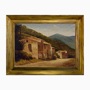Armando Romano, Countryside Landscape, Oil on Canvas, Framed
