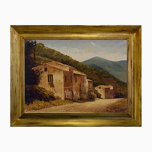 Armando Romano, Countryside Landscape, Oil on Canvas, Framed