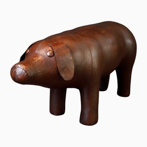 Mid-Century Leather Pig Figurine by Dimitri Omersa, 1960