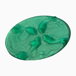 Art Deco Green Glass Tray from Verlys France