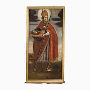 Religious Painting, Saint Gratus, 18th-Century, Oil on Canvas, Framed