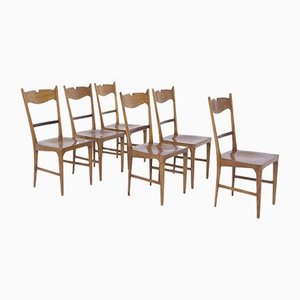 Vintage Chairs in Wood by Ico Parisi, 1950s, Set of 6