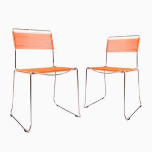 Set of Orange Spaghetti Chairs by Giandomenico Belotti for Alias, 1980s