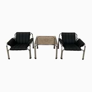 Armchairs & Table by Viliam Chlebo, 1980s, Set of 3