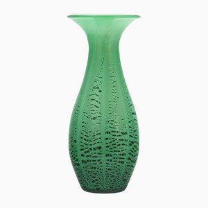 Tall Art Deco Ikora Green Skittle Glass Vase by Karl Wiedmann for WMF, 1930s