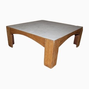Oak & Marble Square Coffee Table, 1970