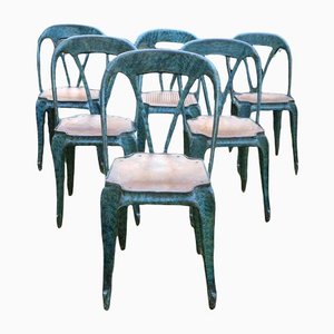 Art Nouveau Bistro Garden Chairs by Joseph Mathieu for La Société Industrielle Des Meubles Multipl’s, Set of Six