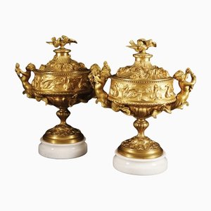 Copas francesas de bronce dorado, siglo XIX. Juego de 2