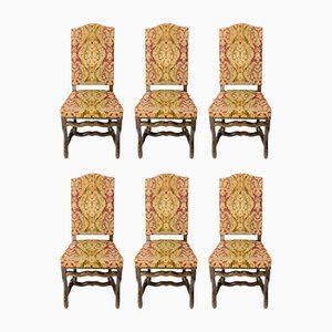 Mid-Century French Beech Dining Chairs from Os De Mouton, Set of 6