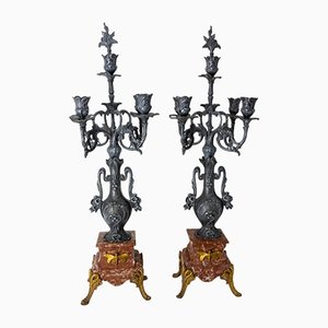 Candelabros franceses modernistas, siglo XX. Juego de 2