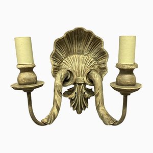 Carved & Painted Shell Sconces, Set of 4