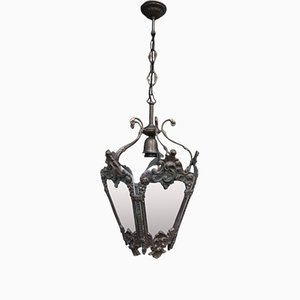 Antique Italian Bronze Hanging Lamp, 1900