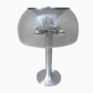 Lampe de Bureau en Aluminium Brossé et Verre Bullé de Temde, 1960s