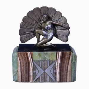 Art Deco Bronze of a Lady with Fan, 1930s