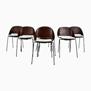 SL58 Teak Plywood Chairs by Léon Stynen for Sope, Finland, 1960s, Set of 7
