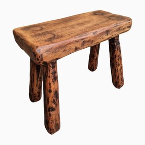 Vintage Bench Stool Oak Plant Table or Side Table