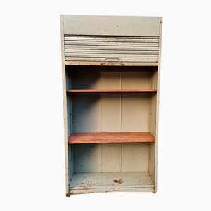 Large Vintage Roller Shutter Wall Cabinet or Bookcase