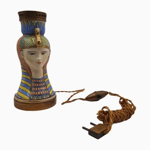 Lámpara de mesa egipcia vintage de porcelana