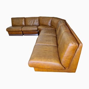 Modulares Sofa aus Leder & Stahl von Jacques Charpentier, 1970er, 4er Set
