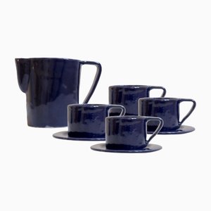 Milano Notte Milk Jug & 4 Espresso Cups and Saucers by Marta Benet, Set of 9