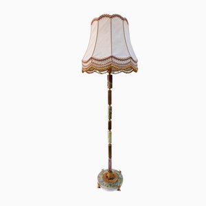 Lampadaire Hollywood Regency Mid-Century en Marbre Doré et Onyx, 1960s