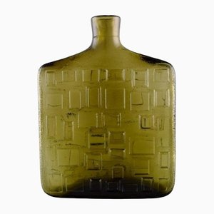 Italian Glass Art Vase in Mouth-Blown Art Glass with a Pattern of Squares
