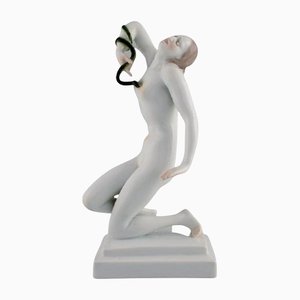 Art Deco Herend Porcelain Figurine Cleopatra with Snake, Mid-20th Century