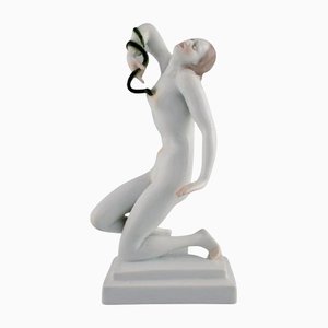 Art Deco Herend Porzellanfigur Kleopatra mit Schlange, Mitte 20. Jh