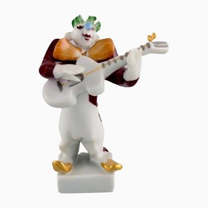 Figure in Hand-Painted Porcelain Bassist by Peter Strang for Meissen