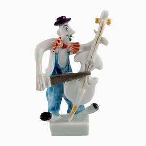 Figure in Hand-Painted Porcelain Double Bassist by Peter Strang for Meissen