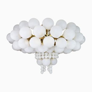 XXL Hotel Chandelier with Brass Fixture & Hand-Blowed Frosted Glass Globes