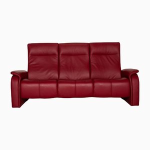 Red Himolla Leather Three Seater Couch