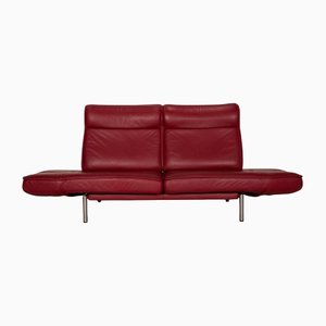 Red Leather Ds 450 Two-Seater Couch with Relax Function from de Sede