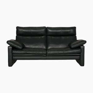 Dark Green Manhattan Leather Two-Seater Couch with Relax Function from Erpo