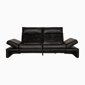 Schwarzes Mondo Leder Drei-Sitzer Sofa mit Entspannungsfunktion