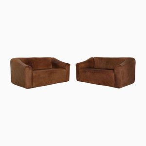 Brown Leather Ds 47 Two-Seater Couch from de Sede, Set of 2