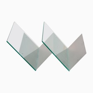 Revistero minimalista de vidrio y cromo de Weber, Germany, años 60