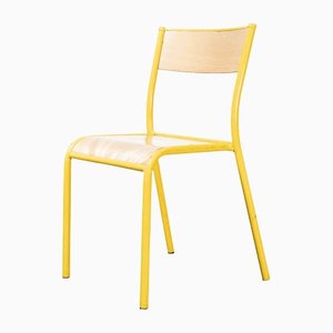 Wide French Yellow 510 Stacking Dining Chairs from Mullca, 1970s, Set of Six