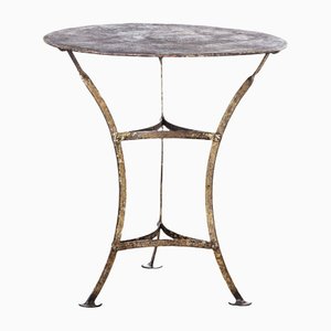 Small French Round Metal 1348 Gueridon Table, 1950s