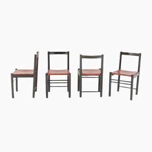 Minimalistic Saddle Leather Chairs from Ibisco, Set of 4